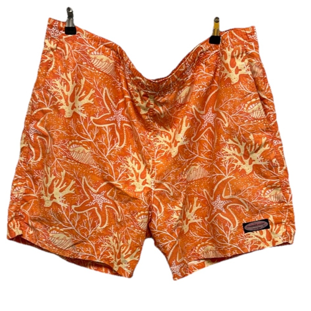 Vineyard Vines Mens Swim Trunks ORANGE Tropical Nautical Size XL VACATION‎